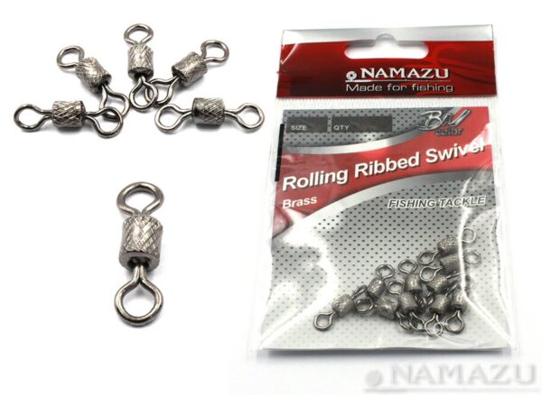 Вертлюг Namazu ROLLING RIBBED SWIVEL, латунь, цв. BN, р. 1/0, test-72 кг (уп.5 шт)/1000/