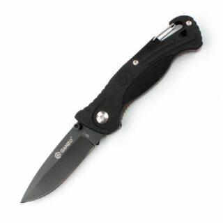 Нож складной "Ganzo" с зажимом и встроенным свистком, дл.клинка 75 мм, сталь 420С, цв. чёрный