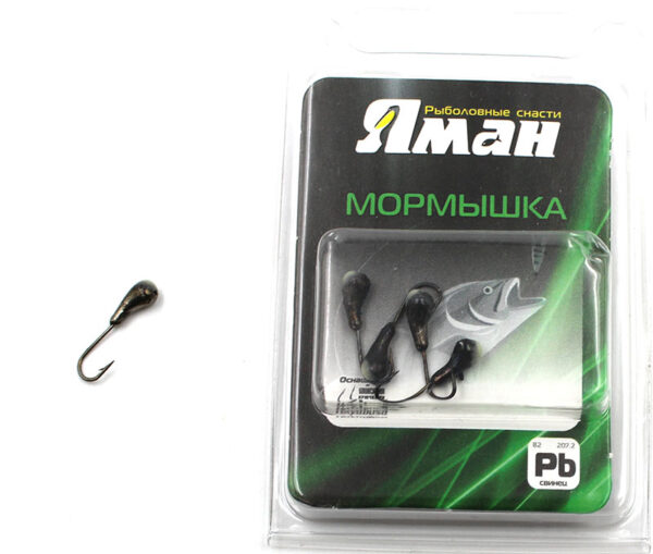 Мормышка "ЯМАН" уралка с отв.,цв.BN, с фосф. пяткой, d 5, вес 1,0 г (1 шт.)