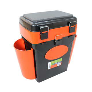 Ящик для зимней рыбалки "FishBox" Helios с навесными карманами, 10 л, оранжевый/4/