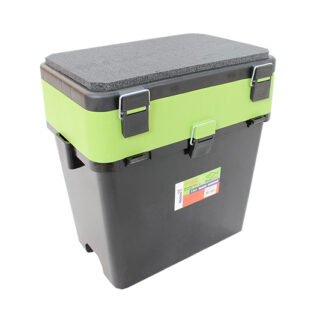 Ящик для зимней рыбалки "FishBox" Helios, с навесными карманами  19 л, зеленый