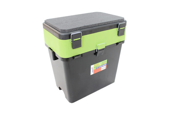 Ящик для зимней рыбалки "FishBox" Helios, с навесными карманами  19 л, зеленый