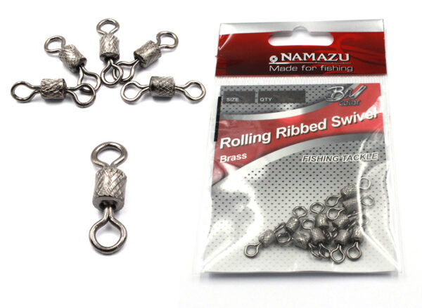 Вертлюг Namazu ROLLING RIBBED SWIVEL, латунь, цв. BN, р. 3, test-35 кг (уп.10 шт)/2000/1000/